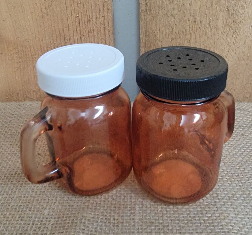 Mason Jar Salt And Pepper Shakers Fall Orange Amber Color
